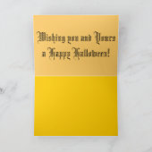 ヴィンテージのハロウィンカード、ほうき、カボチャの魔法使い カード (内部)