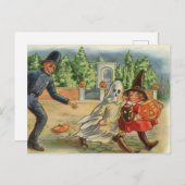 ヴィンテージのハロウィンカード-警官及び子供 シーズンポストカード (正面/裏面)