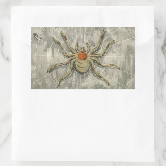 ヴィンテージのハロウィンスパイダーとくもの巣のフライ 長方形シール (バッグ)