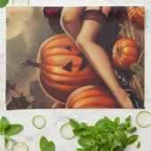 ヴィンテージのハロウィーンのピン留め キッチンタオル (折り畳み)