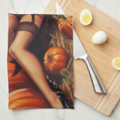 ヴィンテージのハロウィーンのピン留め キッチンタオル (四つ折り)