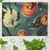 ヴィンテージのハロウィーンのピン留め キッチンタオル (折り畳み)