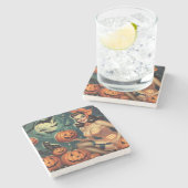 ヴィンテージのハロウィーンのピン留め ストーンコースター (横)