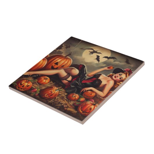 ヴィンテージのハロウィーンのピン留め タイル (側面)