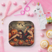 ヴィンテージのハロウィーンのピン留め ペーパープレート (パーティー)