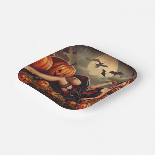 ヴィンテージのハロウィーンのピン留め ペーパープレート (傾斜あり)