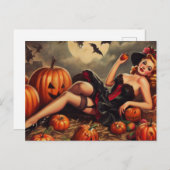 ヴィンテージのハロウィーンのピン留め ポストカード (正面/裏面)