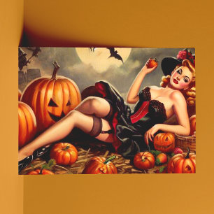 ヴィンテージのハロウィーンのピン留め ポストカード