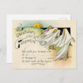 ヴィンテージのハロウィーンの挨拶 – 招待状 (正面/裏面)