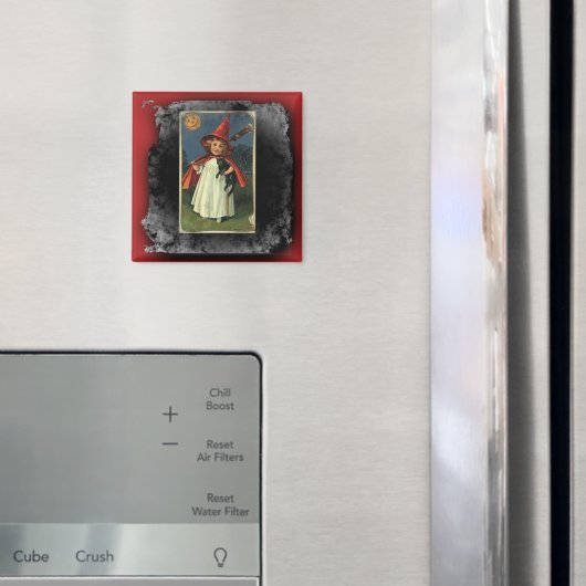 ヴィンテージのハロウィーンの魔女エリーの背景 マグネット (インサイチュ (冷蔵庫))