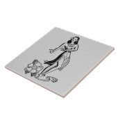 ヴィンテージのハワイのタイル-フラのダンサー タイル (側面)