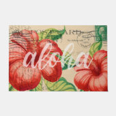 ヴィンテージのハワイのハイビスカスの郵便はがき ドアマット (正面)