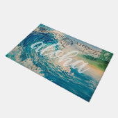 ヴィンテージのハワイの波の郵便はがき ドアマット (アングル)