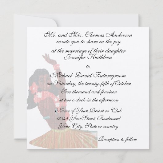 ヴィンテージのハワイの熱帯結婚式および披露宴 招待状 (正面)