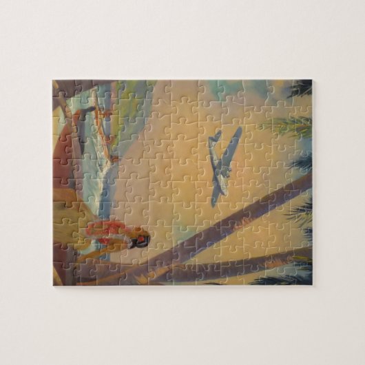 ヴィンテージのハワイ旅行-ハワイの女の子のダンサー ジグソーパズル (横)