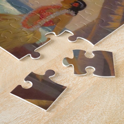 ヴィンテージのハワイ旅行-ハワイの女の子のダンサー ジグソーパズル (側面)