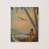 ヴィンテージのハワイ旅行-ハワイの女の子のダンサー ジグソーパズル (縦)