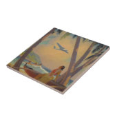 ヴィンテージのハワイ旅行-ハワイの女の子のダンサー タイル (側面)