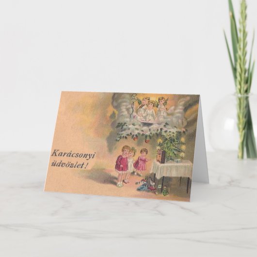 ヴィンテージのハンガリーのクリスマスカード シーズンカード (正面)