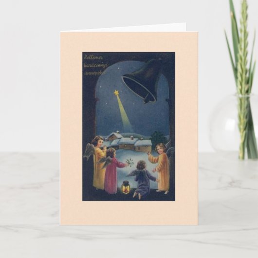 ヴィンテージのハンガリーの天使のクリスマスカード シーズンカード (正面)