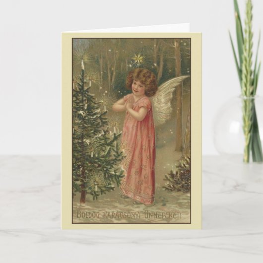 ヴィンテージのハンガリー人のKarácsonyiのクリスマスカード シーズンカード (正面)