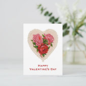 ヴィンテージのハートおよびバラのバレンタインデーの郵便はがき シーズンポストカード (スタンド正面)