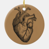 ヴィンテージのハートのイラストレーション セラミックオーナメント (裏面)