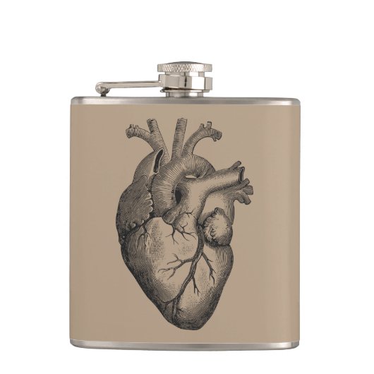 ヴィンテージのハートのイラストレーション フラスク (正面)