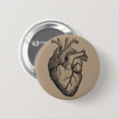 ヴィンテージのハートのイラストレーション 缶バッジ (正面&裏面)