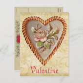 ヴィンテージのハートのバレンタインの郵便はがき シーズンポストカード (正面/裏面)