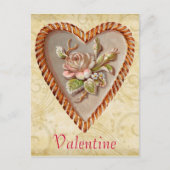 ヴィンテージのハートのバレンタインの郵便はがき シーズンポストカード (正面)