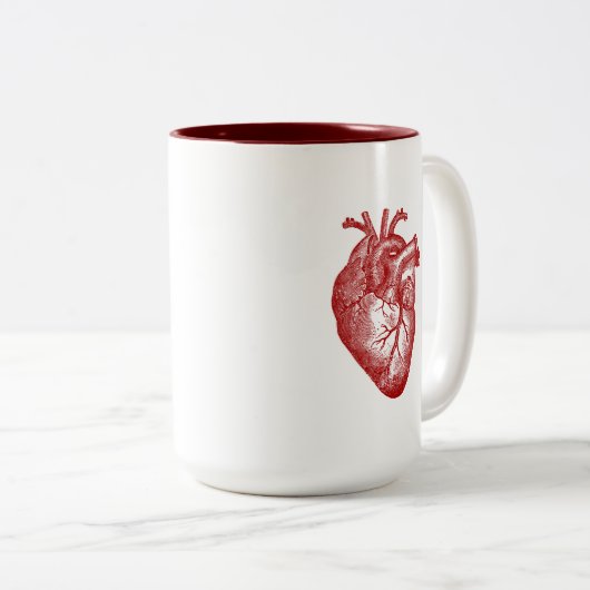 ヴィンテージのハートの解剖学 ツートーンマグカップ (正面右)