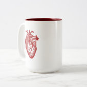 ヴィンテージのハートの解剖学 ツートーンマグカップ (正面左)