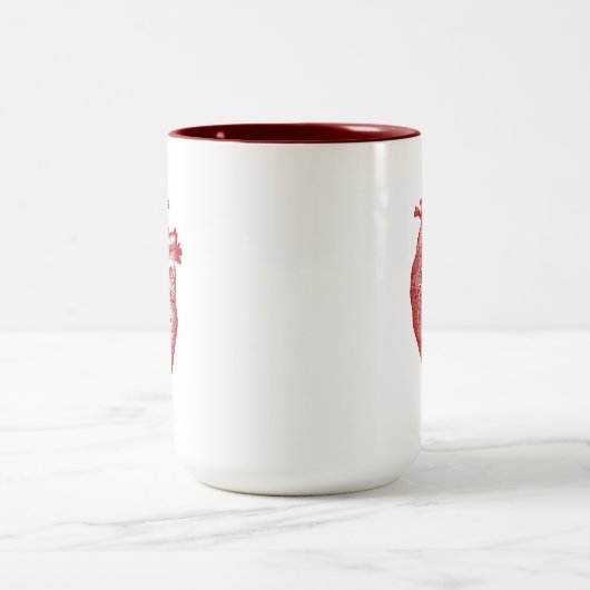 ヴィンテージのハートの解剖学 ツートーンマグカップ (中央)