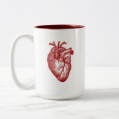 ヴィンテージのハートの解剖学 ツートーンマグカップ (左)