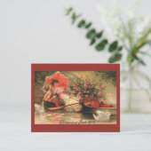 ヴィンテージのハートを持つビクトリアンなバレンタインデーの天使 シーズンカード (スタンド正面)