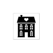 ヴィンテージのハートスタンプ付きタウンハウス ラバースタンプ (インプリント)