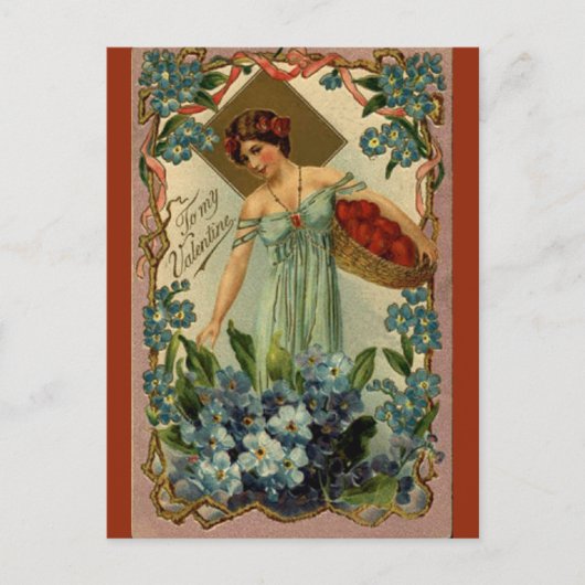 ヴィンテージのハートバレンタインデー ポストカード (正面)