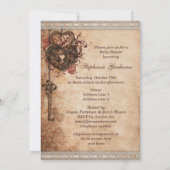 ヴィンテージのハートロックおよび主中立ベビーシャワー 招待状 (裏面)