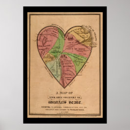ヴィンテージのハート地図 ポスター