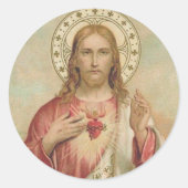 ヴィンテージのハート賛美イエス様 ラウンドシール (正面)