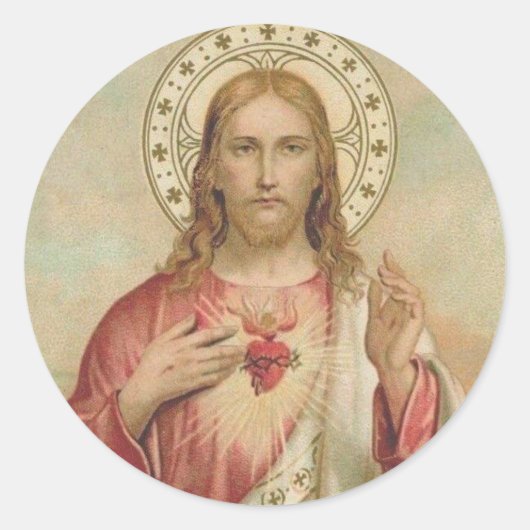 ヴィンテージのハート賛美イエス様 ラウンドシール (正面)