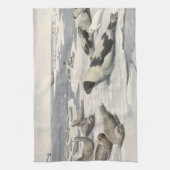 ヴィンテージのハープシール北極雪Louis Fuertes キッチンタオル (縦)