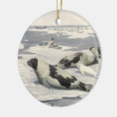 ヴィンテージのハープシール北極雪Louis Fuertes セラミックオーナメント (左)