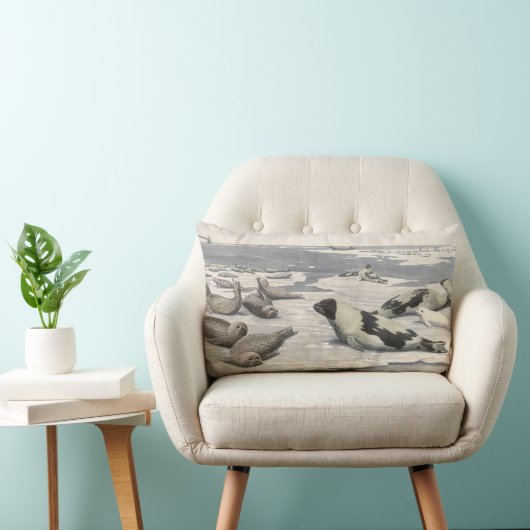 ヴィンテージのハープシール北極雪Louis Fuertes ランバークッション (椅子)