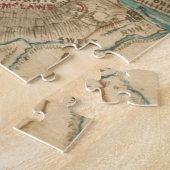 ヴィンテージのハープ奏者フェリー内戦の地図(1862年) ジグソーパズル (側面)