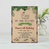 ヴィンテージのハ虫類の誕生日のパーティの招待状 招待状 (スタンド正面)