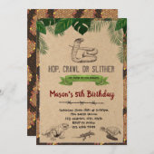 ヴィンテージのハ虫類の誕生日のパーティの招待状 招待状 (正面/裏面)