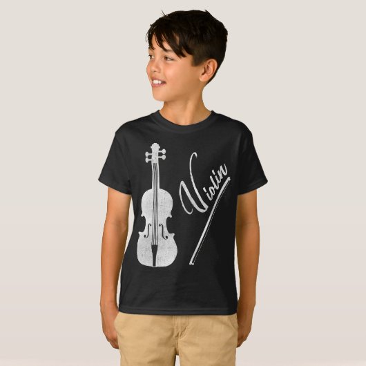 ヴィンテージのバイオリンのアートワークのミュージシャンの誕生日プレゼント Tシャツ (正面フル)