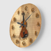 ヴィンテージのバイオリン時計と50の音楽の輪 ラージ壁時計 (傾斜)